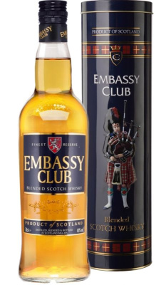 Виски ЭМБАССИ КЛАБ Scotch Blended 40% 0.5л Туба ШОТЛАНДИЯ