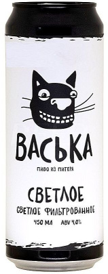 Пиво Васька светлое фильтр 4% 0.45л ж/б РОССИЯ
