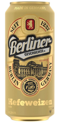 Пиво Берлинер Гешихте Хевевайцен светлое нефильтр. 5.2% 0.5л ж/б Германия ГЕРМАНИЯ
