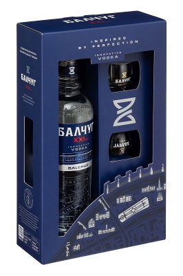 Водка Балчуг 21 Век 40% 0.5л П/Упак + 2 стопки РОССИЯ