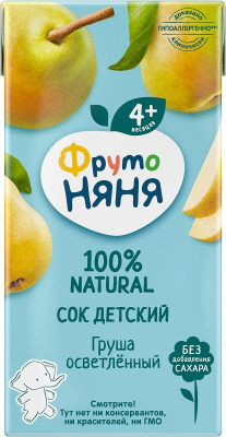 ФрутоНяня Груша 0.2л Сок осветленный РОССИЯ