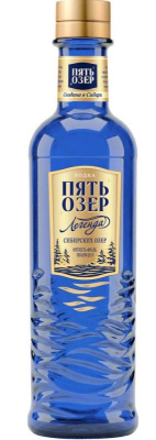 Водка Пять Озер Легенда Сибирских Озер 40% 0.5л РОССИЯ