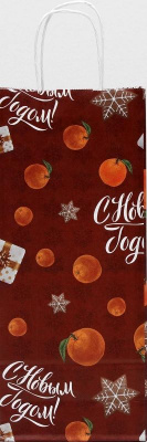 1 НГ Пакет подарочный Крафт С Новым годом 14*33*8см/Цитрус КИТАЙ