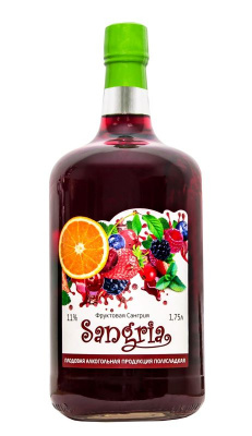 Фруктовая Сангрия Sangria Плодовая Алкогольная Продукция Красная Полусладкая 11% 1.75л РОССИЯ
