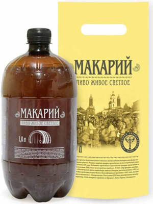 Пиво Макарий Живое светлое двухступенчатой фильтрации 4% 1л пэт РОССИЯ
