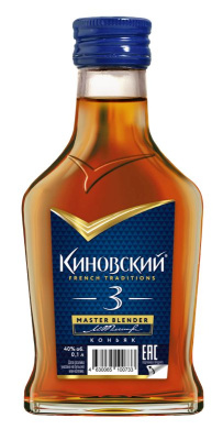 Коньяк Российский Киновский 3 года 40% 0.1л фляжка РОССИЯ