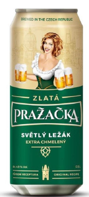 Пиво Пражечка Злата Светлый Лагер светлое фильтр. 4.9% 0.5л ж/б ЧЕХИЯ