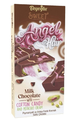Волосы Ангела Шоколад Молочный с фисташковой начинкой и пишмание 170гр ТУРЦИЯ