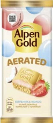 Альпен Гольд Шоколад белый с клубнично-кокосовой начинкой 75гр РОССИЯ