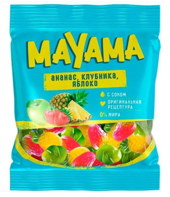 Мармелад жевательный Маяма Ананас-Яблоко-Клубника 70гр РОССИЯ