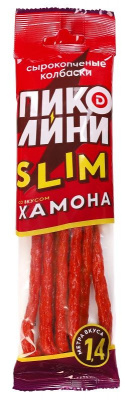 Пиколини Слим Колбаски сырокопченые со вкусом Хамона 70гр Дымов РОССИЯ