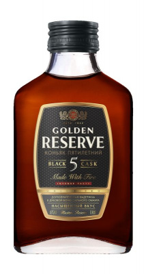 Коньяк Золотой Резерв Пять звездочек Российский Пятилетний 40% 0.1л фляжка РОССИЯ