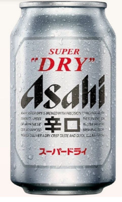 Пиво Асахи Супер Драй светл фильтр 5% 0.33л ж/б ИТАЛИЯ