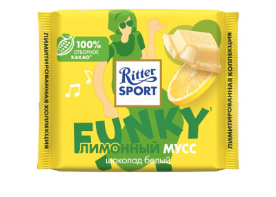 Риттер Спорт Лимонный Мусс Шоколад Белый 100гр ГЕРМАНИЯ