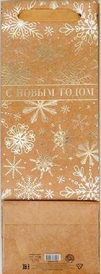 1 НГ Пакет подарочный Снежинки 13*36*10см КИТАЙ