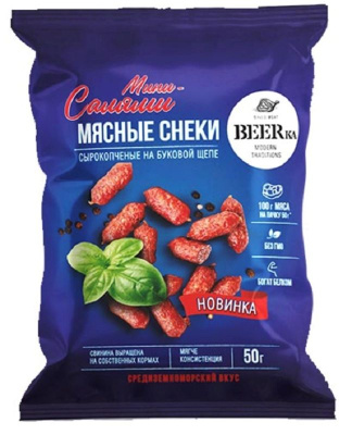 Мясные снеки Мини-Салями 50гр Биирка РОССИЯ