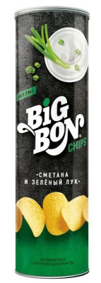 Чипсы БигБон Сметана и Зеленый Лук 130гр туба РОССИЯ