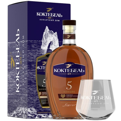Коньяк Коктебель 5 лет 40% 0.5л П/Упак+бокал РОССИЯ