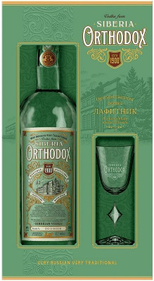 Водка Ортодокс 40% 1л П/Упак + лафитник РОССИЯ