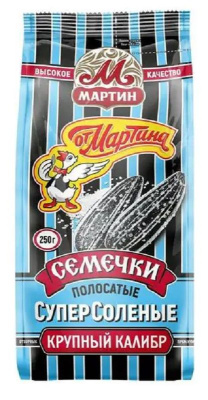 Семечки От Мартина Отборные полосатые суперсоленые 150гр РОССИЯ