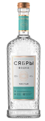 Водка Сябры Чистая 40% 0.5л БЕЛАРУСЬ